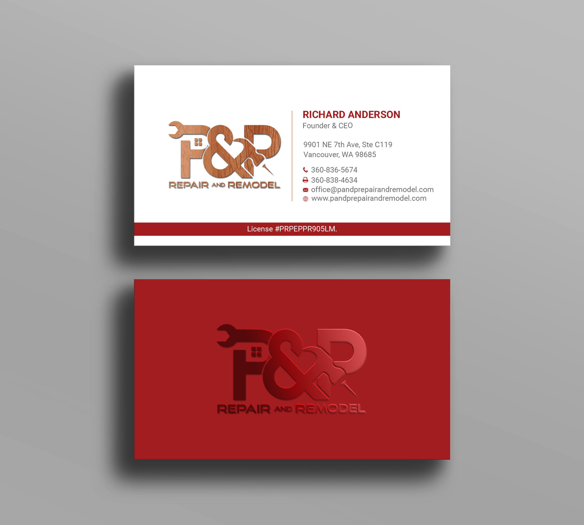 Visitenkarten-Design von Right_D für P and P Repair and Remodel | Design #27336067