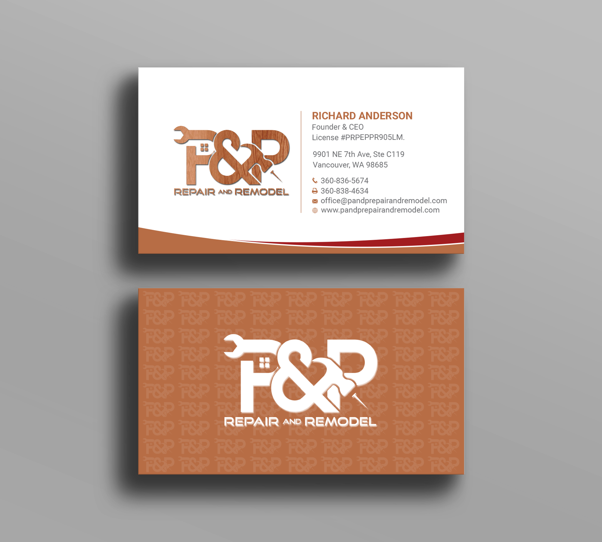 Visitenkarten-Design von Right_D für P and P Repair and Remodel | Design #27336068