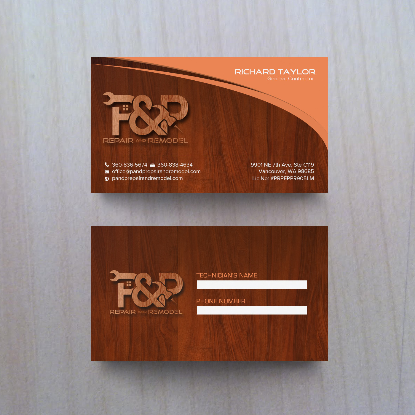 Design de Carte de Visite par chandrayaan.creative pour P and P Repair and Remodel | Design #27439775