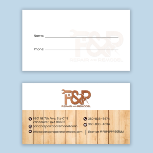 Business Card Design by Maxo-Biz for P and P Repair and Remodel | Design: #27354243
