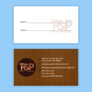 P&P Repair and Remodel general contracting business card design | Business Card Design by Maxo-Biz
