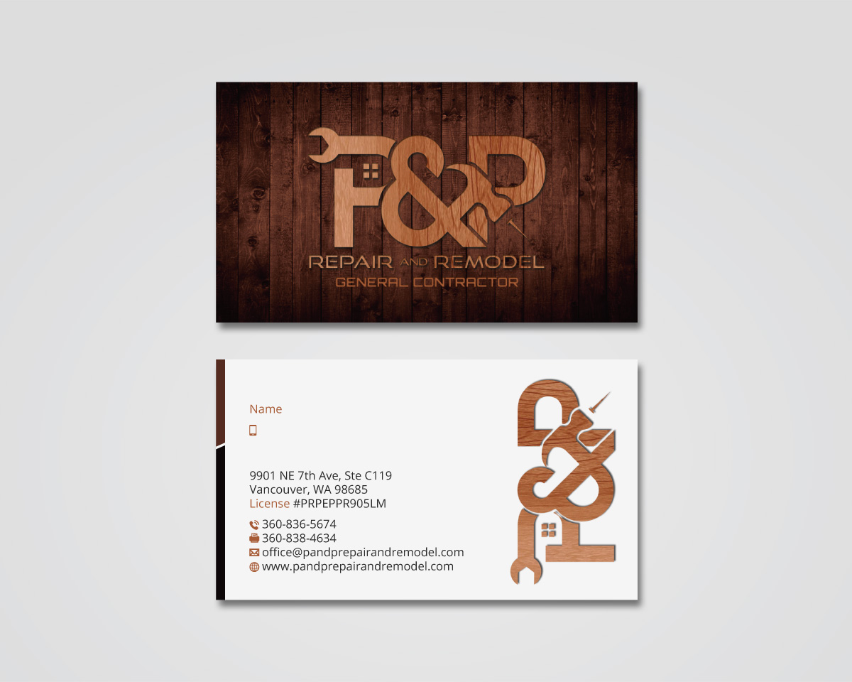 Design de Carte de Visite par MDesign pour P and P Repair and Remodel | Design #27343648