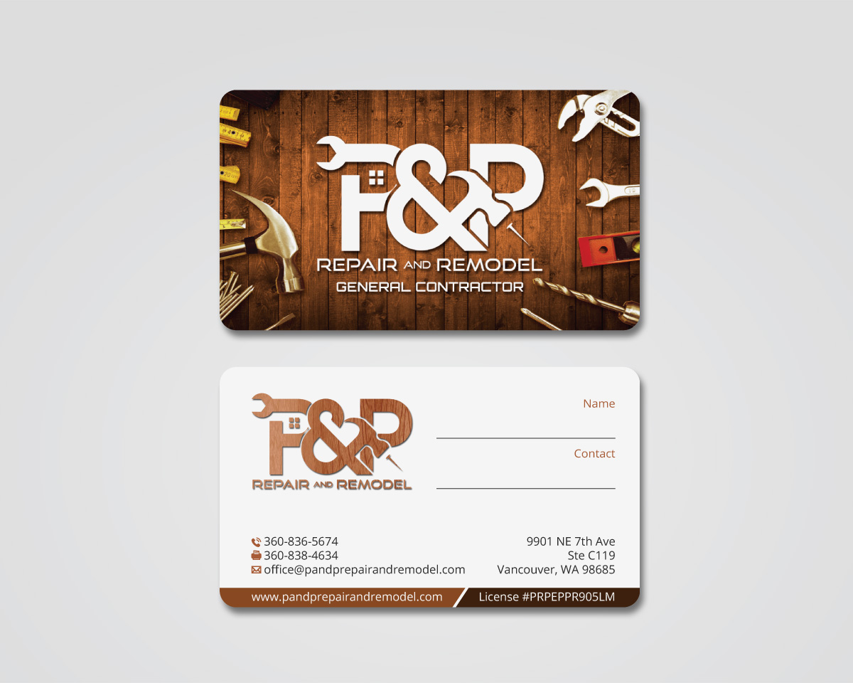 Business Card Design by MDesign for P and P Repair and Remodel | Design #27438765