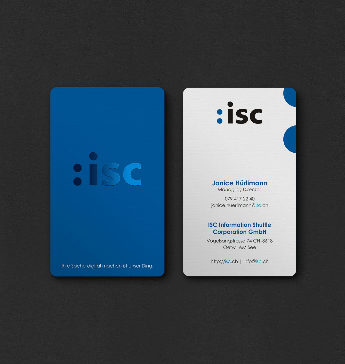 Visitenkarten-Design von INDIAN_Ashok für ISC Information Shuttle Corportion GmbH | Design #27340962
