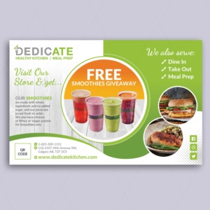 FREE Smoothie or Juice Giveaway for Healthy Restaurant | Diseño de Postal por DA.