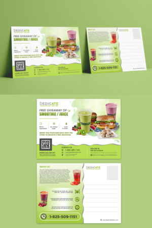 FREE Smoothie or Juice Giveaway for Healthy Restaurant | Diseño de Postal por ZeneFashions