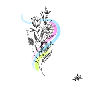 Tatouage minimaliste vegetal musical | Design de Tatouage par El Yisk 2