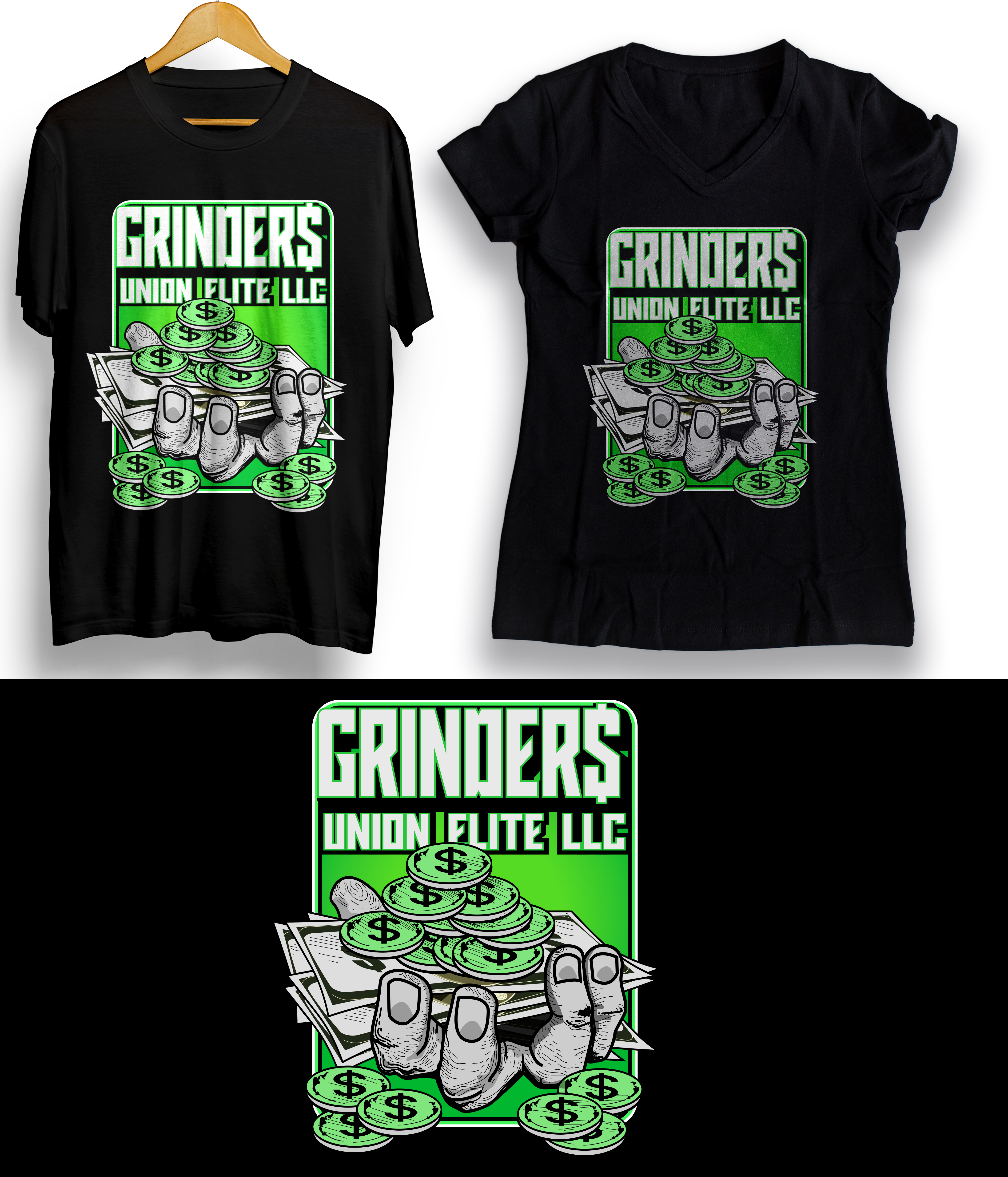 T-shirt Design by SAI DESIGNS for Grinder$ Union Elite LLC | Design #27400795