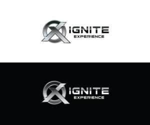 Ignite Experience (with an X incorporated in the background). Chrome, gaming effect, cool dynamic. | Logo Design by Iris 3