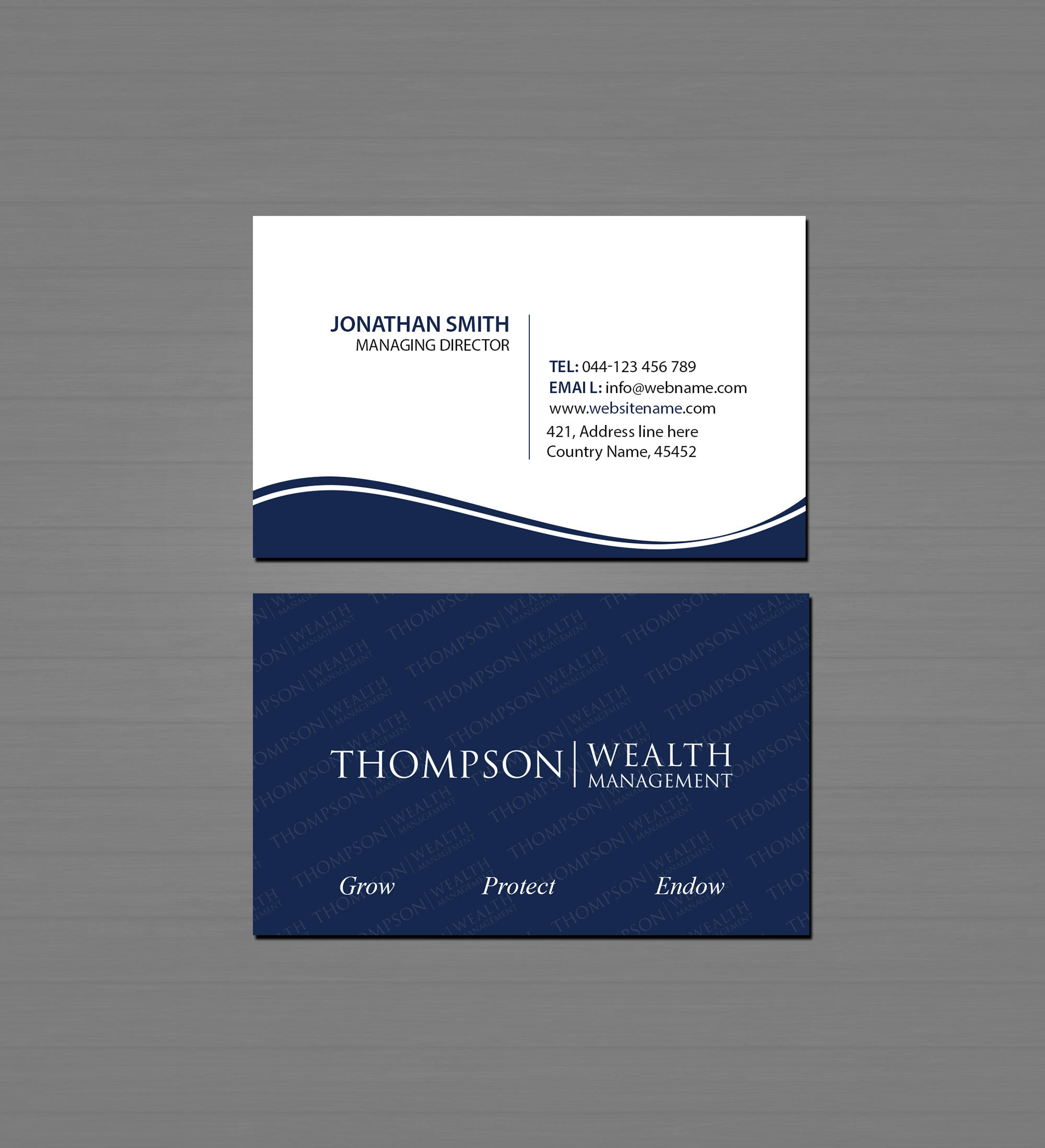 Diseño de Tarjeta de Presentación por Creations Box 2015 para Thompson Wealth Management LLC | Diseño #27407758