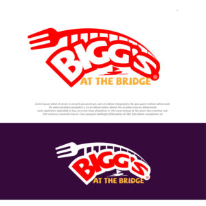 "Bigg's" should be the main focus with smaller text under it "at the bridge"  | Logo Design by farady