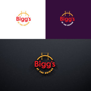 "Bigg's" should be the main focus with smaller text under it "at the bridge"  | Logo Design by Trident