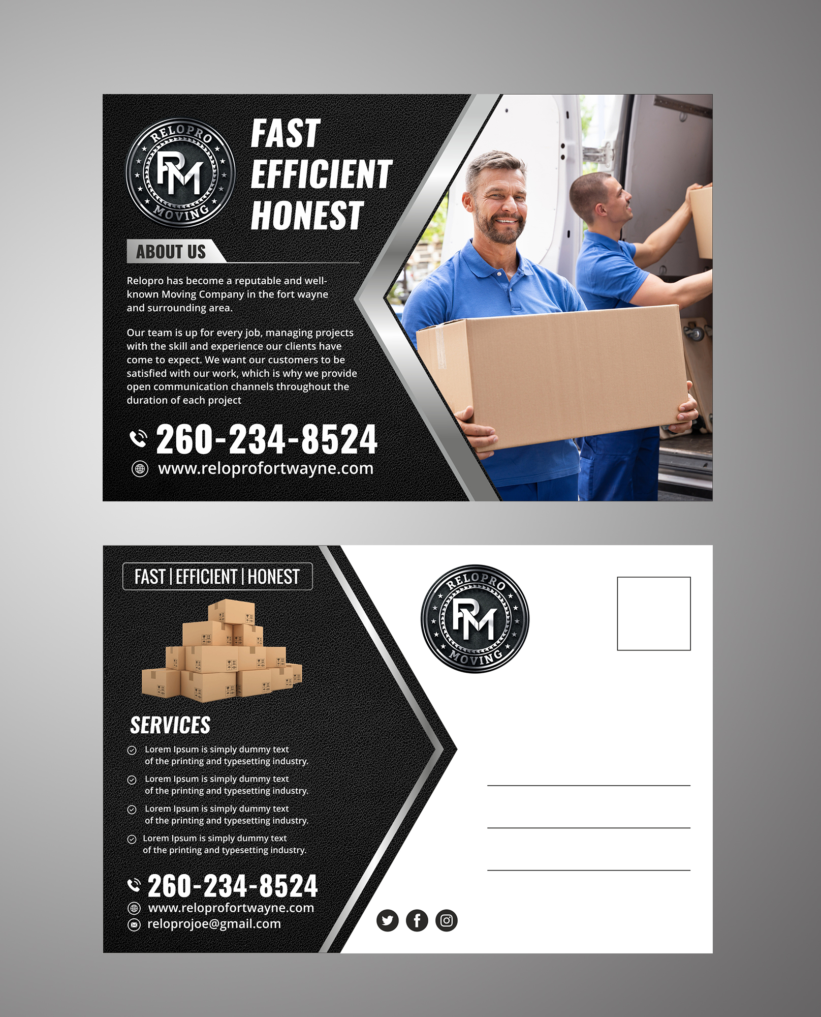 Postcard Design by ecorokerz for relopro moving  | Design #27406962
