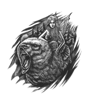 Chest Tattoo Bear and Fairy | Grafik-Design von D'Mono