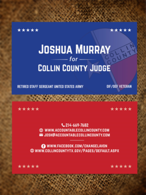 Joshua Murray Political Campaign Business Cards | Design de Carte de Visite par JK18