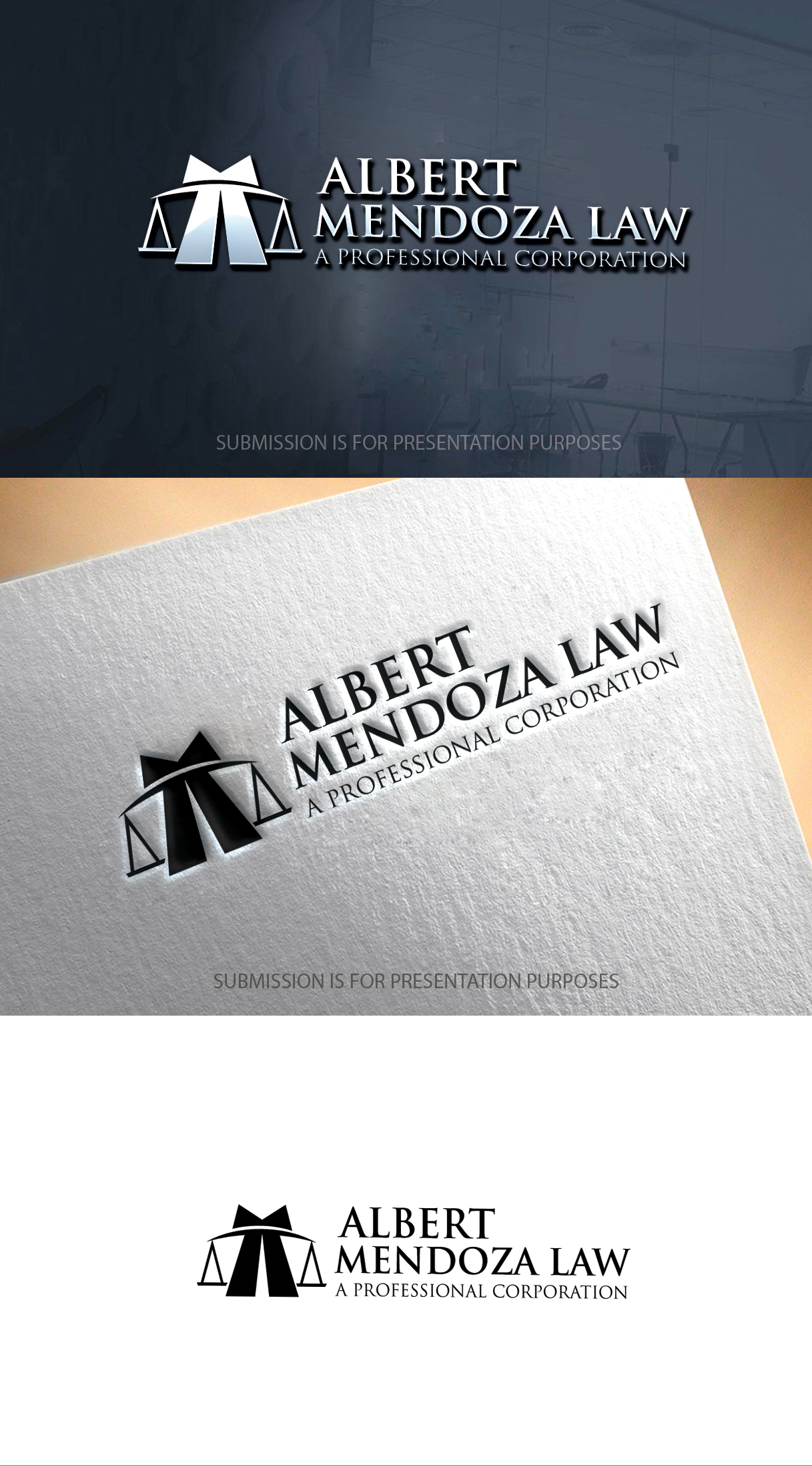 Logo Design by graphicevolution for Albert Mendoza Law, A Professional Corporation | Design #27430196