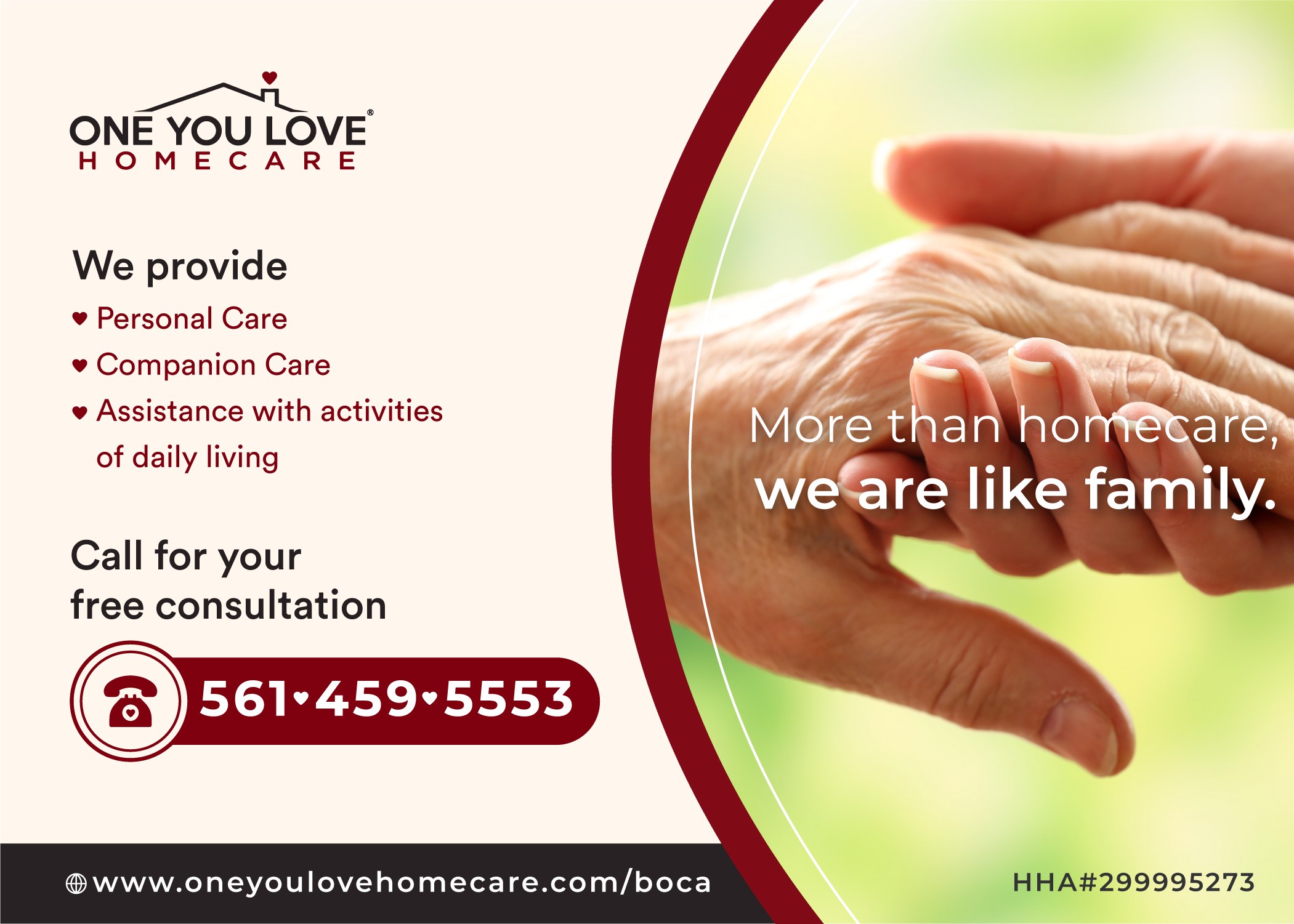 Design de Carte Postale par BMSA pour One You Love Homecare - Boca Raton | Design #27464851