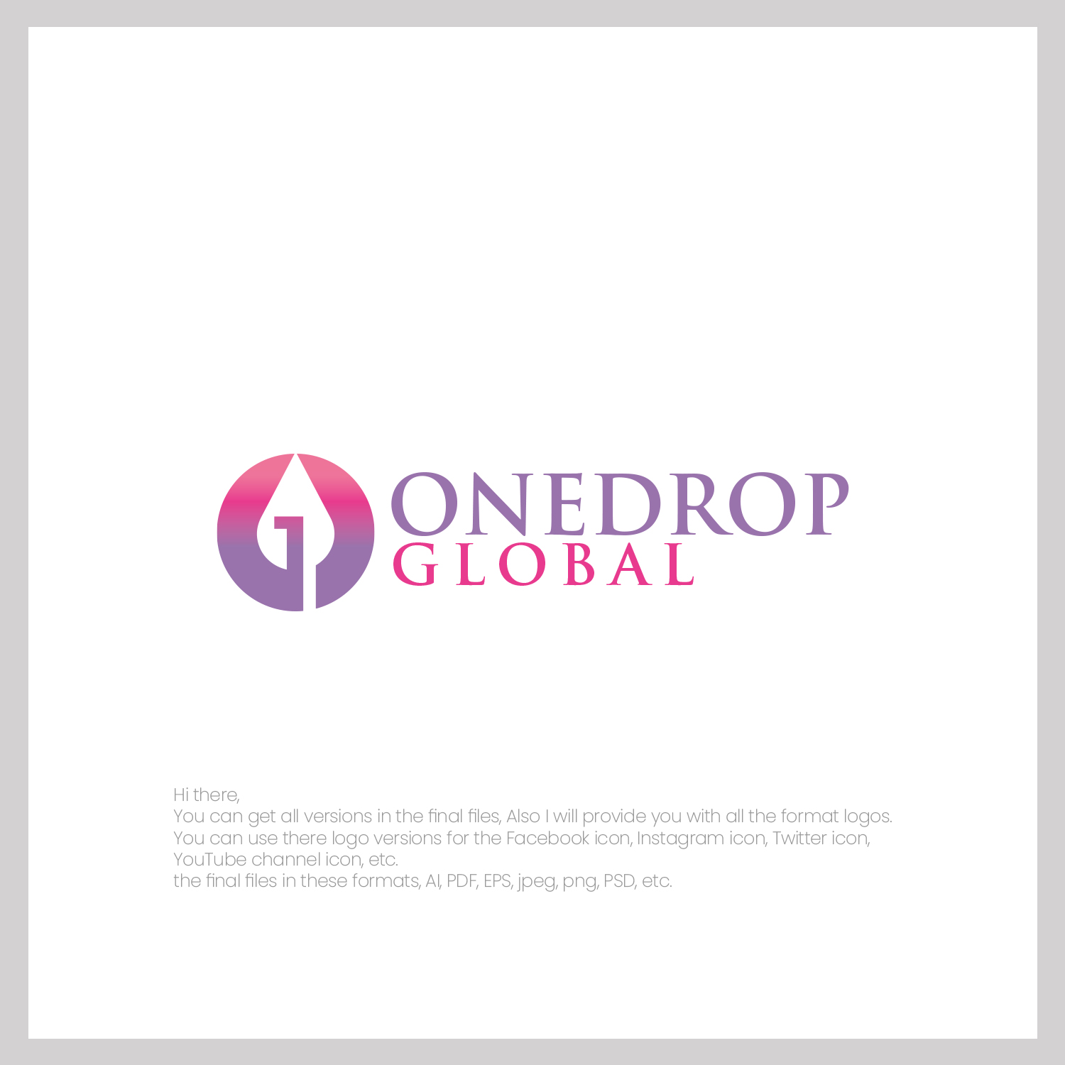 Logo Design by MG.graphics for One Drop Global | Design #27513933