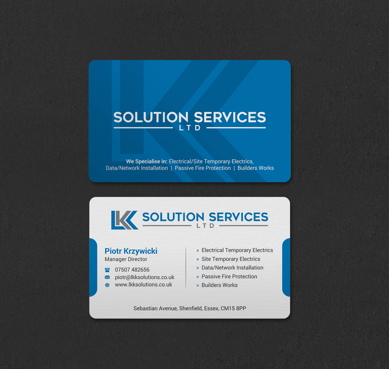 Diseño de Tarjeta de Presentación por INDIAN_Ashok para LKK SOLUTION SERVICES LTD | Diseño #27466282