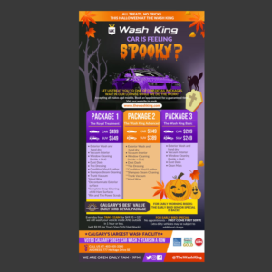 Wash King Car Wash Halloween (October) Newspaper Ad | Graphic Design by DA.