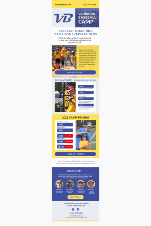 Baseball Coaching Camp for 5-14year olds needs sales campaign | E-Mail Marketing-Design von DesignGenie