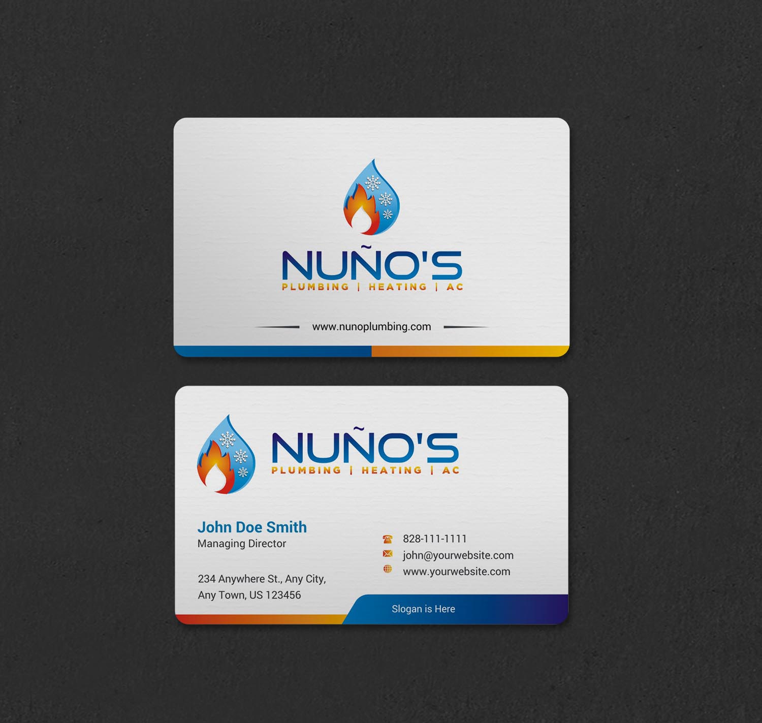 Business Card Design by INDIAN_Ashok for Justin Nuno HVAC & Plumbing LLC | Design #27491341