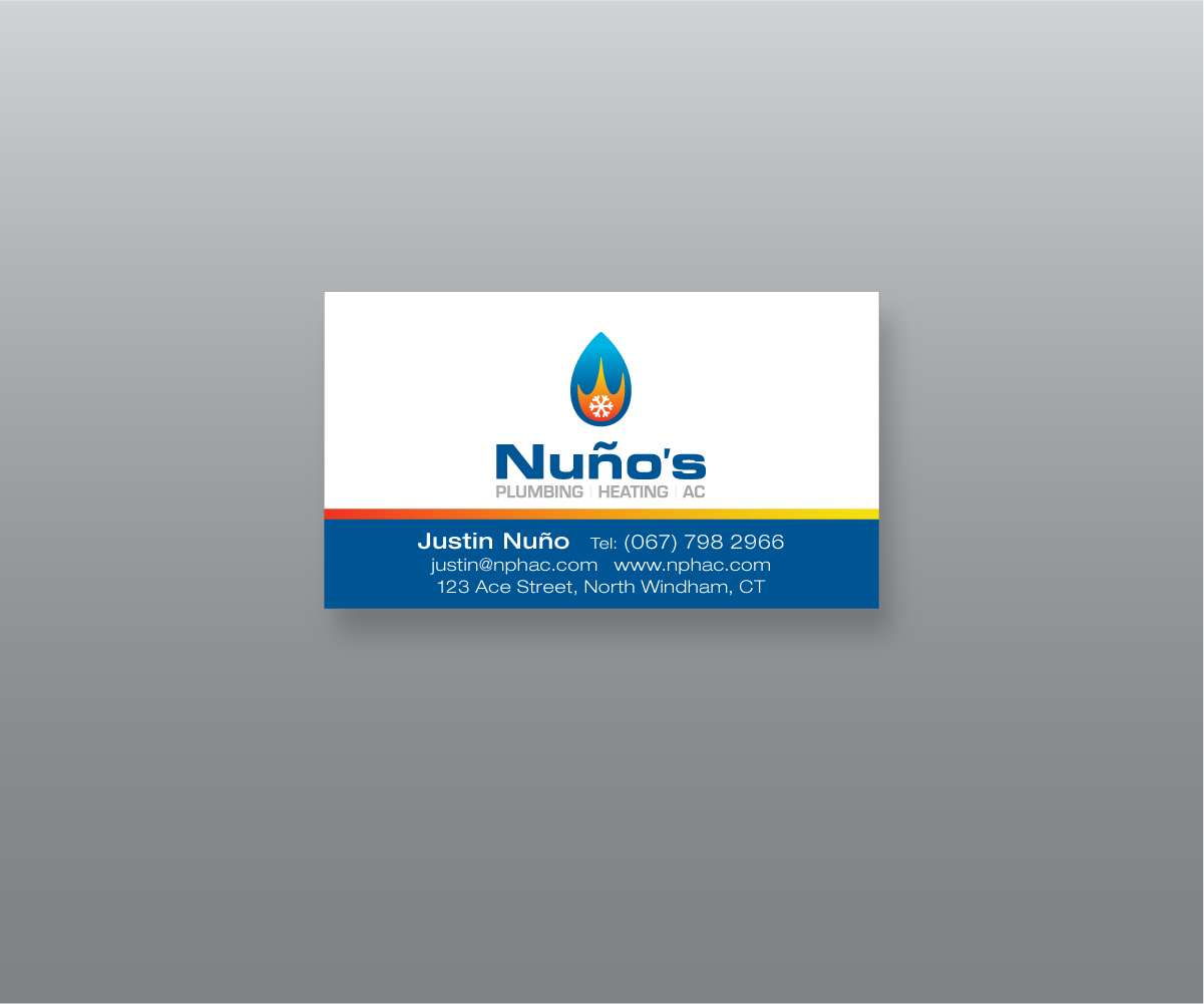 Business Card Design by bluejet for Justin Nuno HVAC & Plumbing LLC | Design #27493716