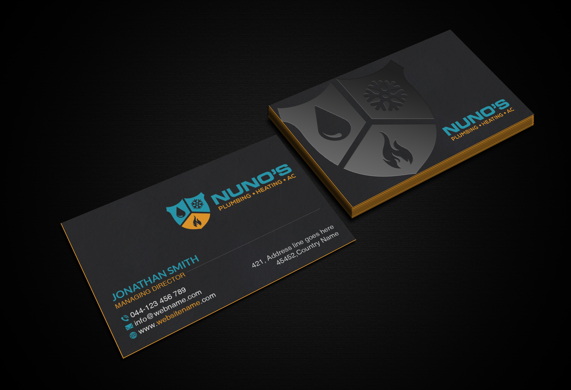 Business Card Design by Creations Box 2015 for Justin Nuno HVAC & Plumbing LLC | Design #27505789