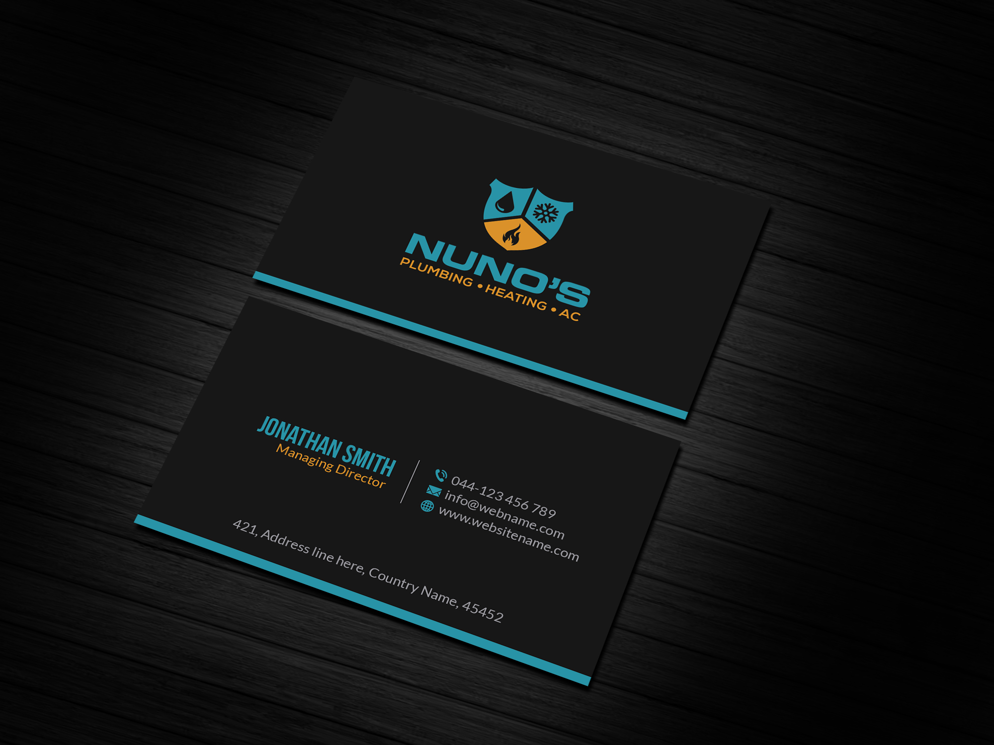 Business Card Design by Creations Box 2015 for Justin Nuno HVAC & Plumbing LLC | Design #27505793
