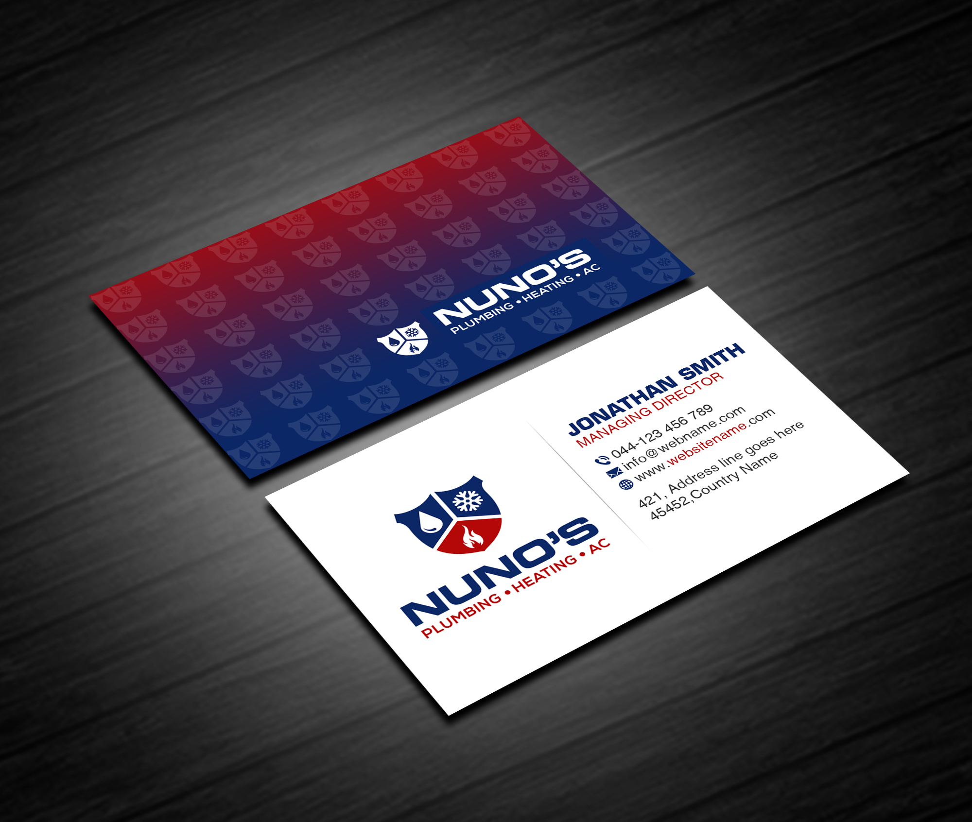 Business Card Design by Creations Box 2015 for Justin Nuno HVAC & Plumbing LLC | Design #27505801
