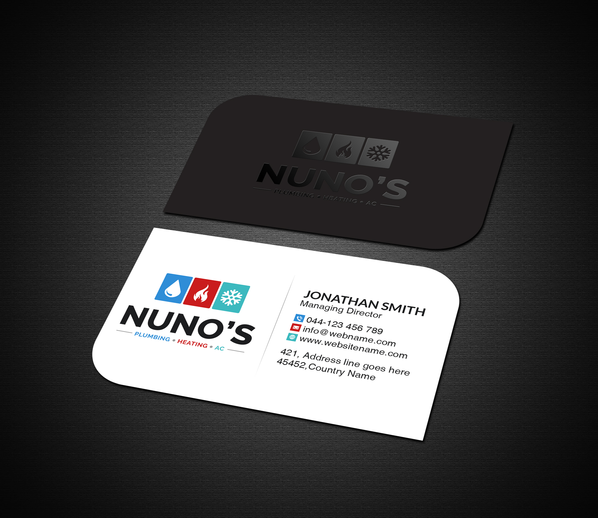 Diseño de Tarjeta de Presentación por Creations Box 2015 para Justin Nuno HVAC & Plumbing LLC | Diseño #27505808