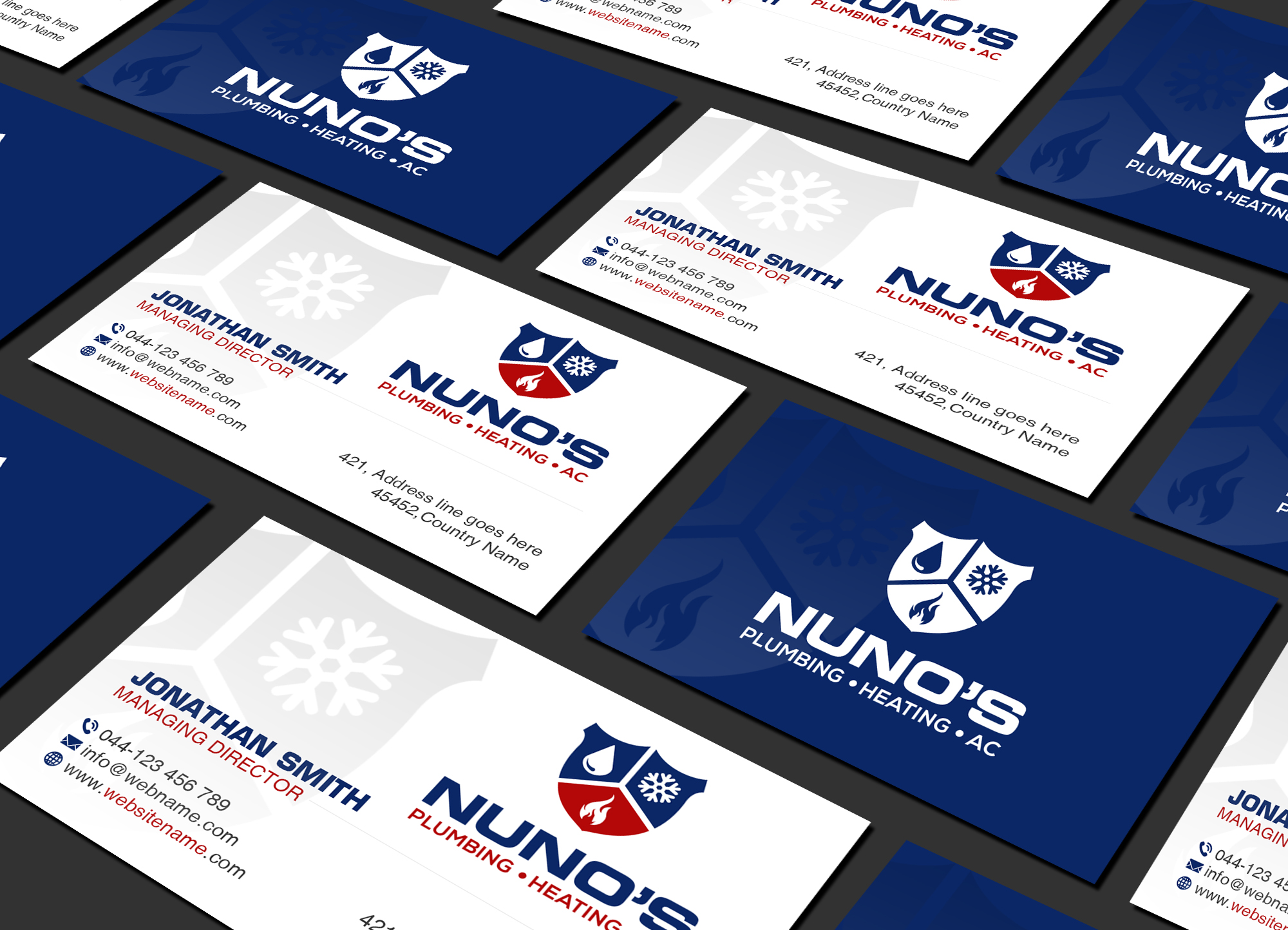 Business Card Design by Creations Box 2015 for Justin Nuno HVAC & Plumbing LLC | Design #27506121