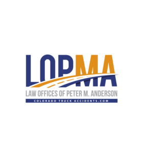 Law Offices of Peter M. Anderson (use exact font and style).  Tagline: Colorado Truck Accidents.com | Logo Design by Kreative Fingers