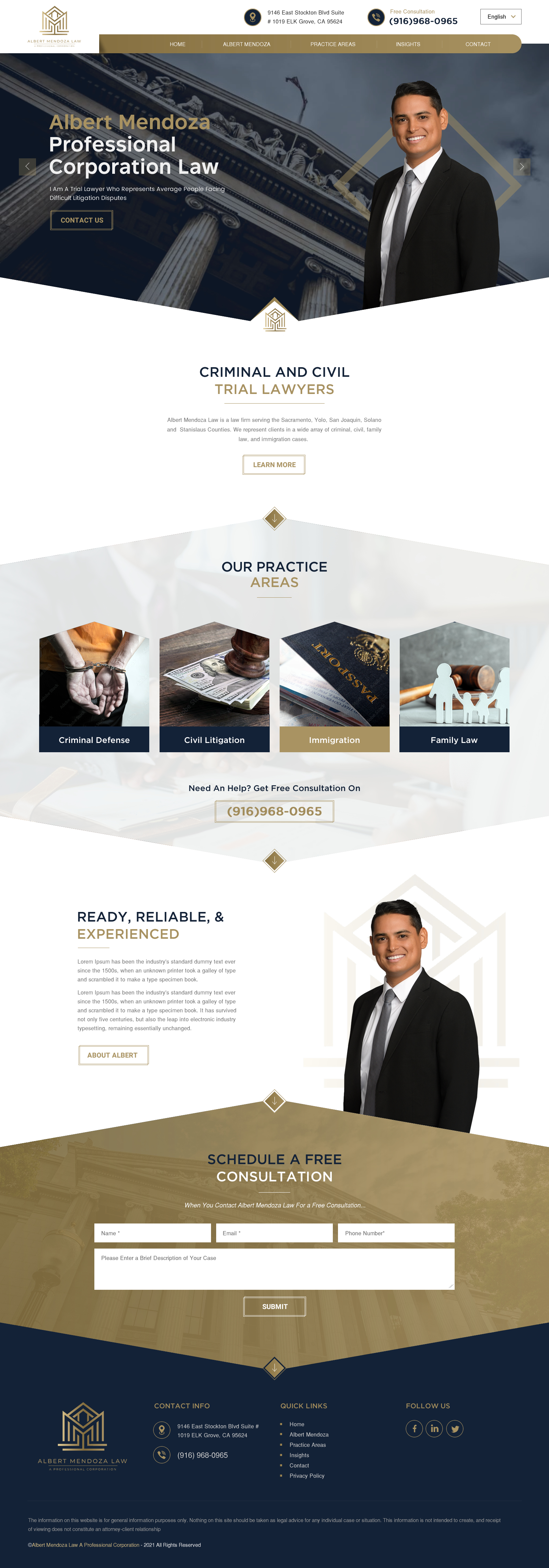 Web Design by rightway for Albert Mendoza Law, A Professional Corporation | Design #27513504