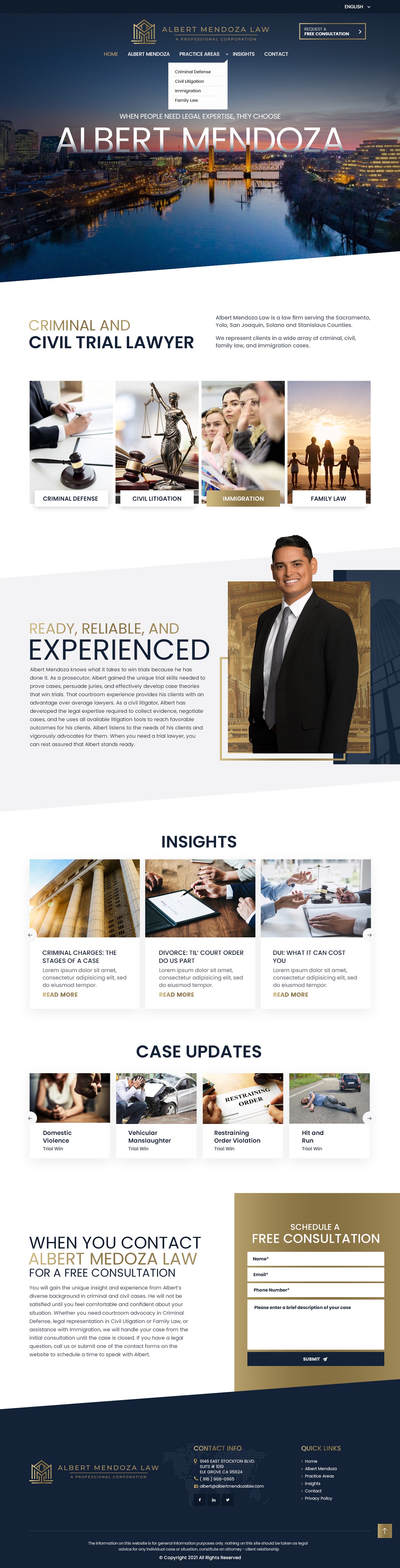 Diseño Web por NZ Creatives para Albert Mendoza Law, A Professional Corporation | Diseño #27562363