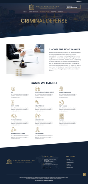 Web Design by NZ Creatives for Albert Mendoza Law, A Professional Corporation | Design: #27562374