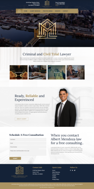Web-Design von Ayesha Khan für Albert Mendoza Law, A Professional Corporation | Design #27524255