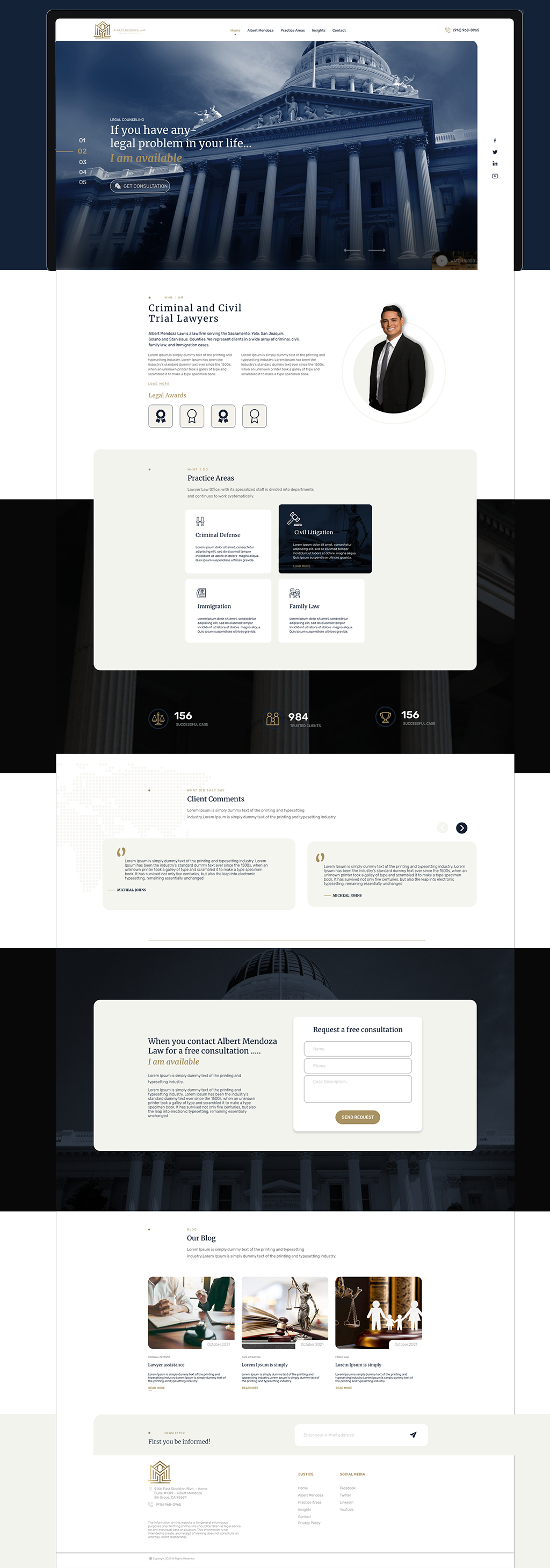 Web Design par Sehriban pour Albert Mendoza Law, A Professional Corporation | Design #27519869