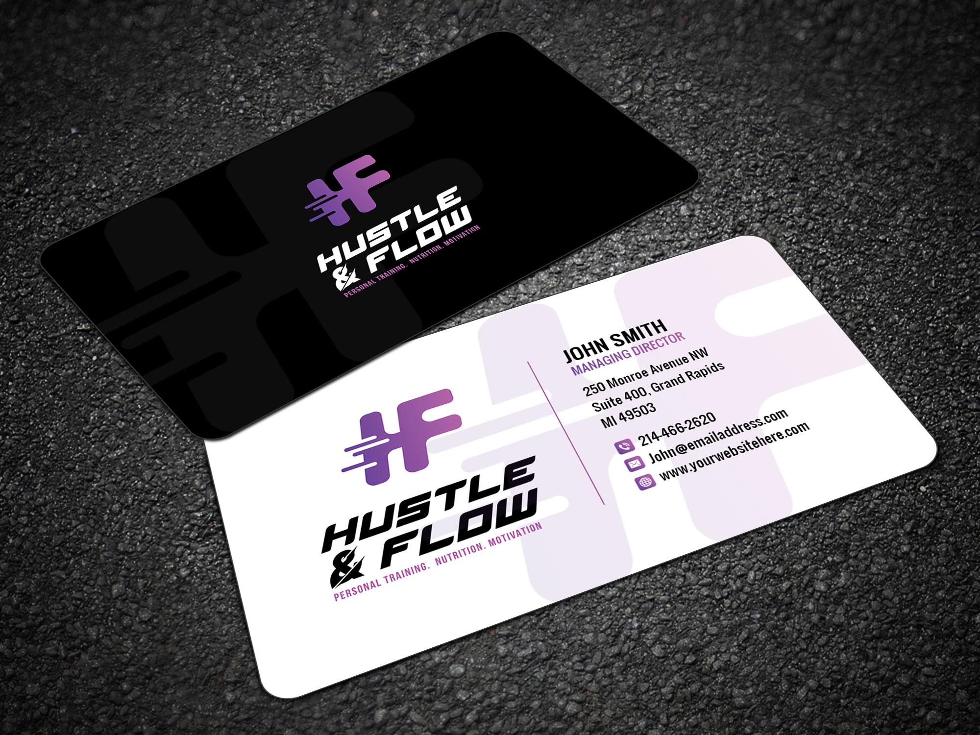 Business Card Design by Sandaruwan for Hustle and Flow Personal Training | Design #27511801