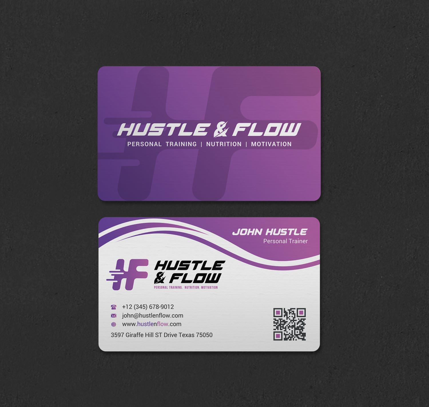 Business Card Design by INDIAN_Ashok for Hustle and Flow Personal Training | Design #27514356