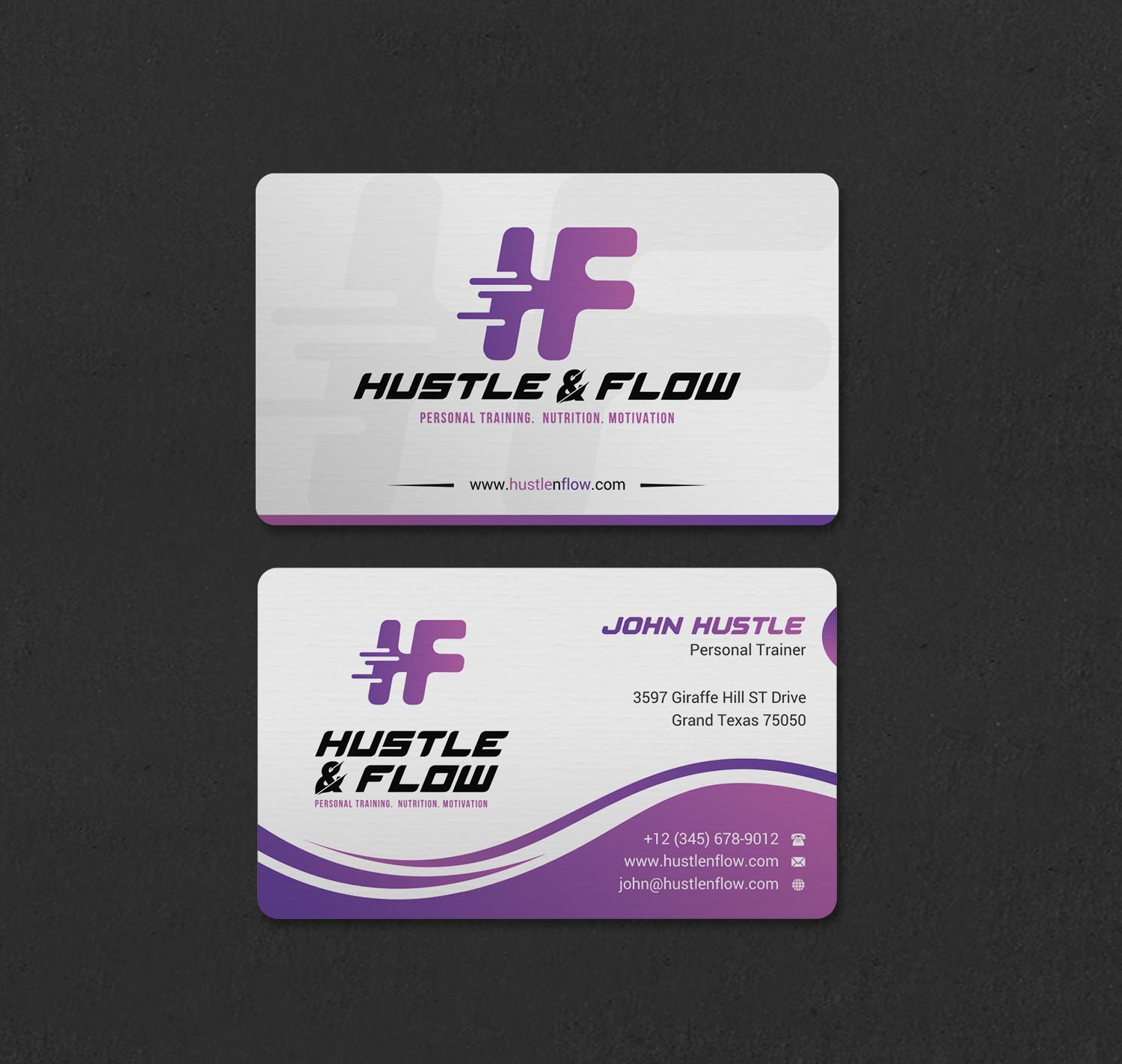 Business Card Design by INDIAN_Ashok for Hustle and Flow Personal Training | Design #27514379