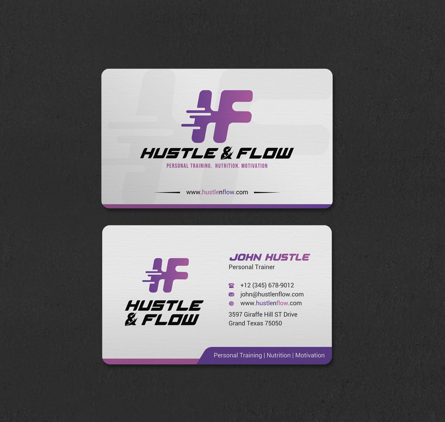 Business Card Design by INDIAN_Ashok for Hustle and Flow Personal Training | Design #27514385