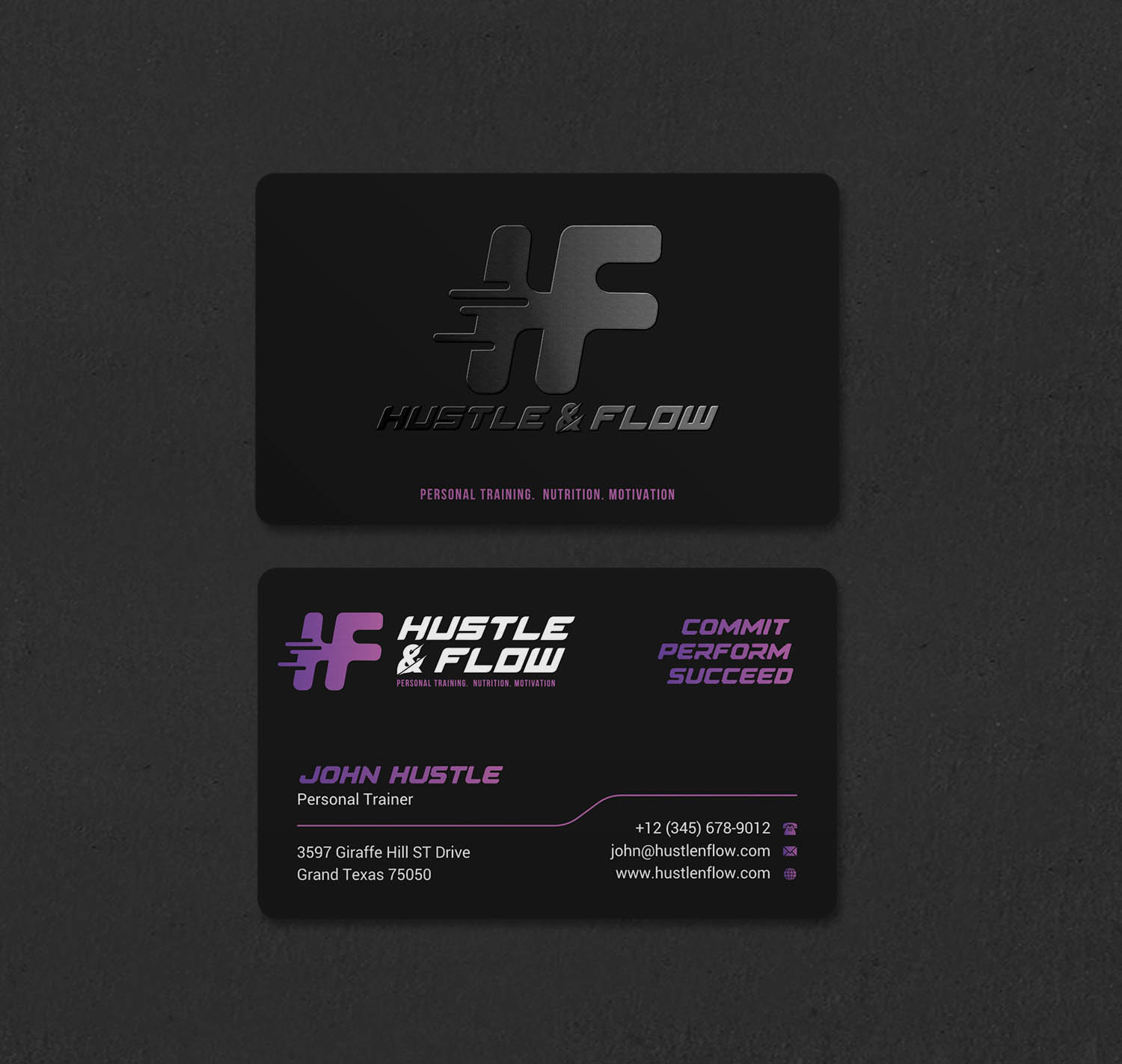 Business Card Design by INDIAN_Ashok for Hustle and Flow Personal Training | Design #27520999