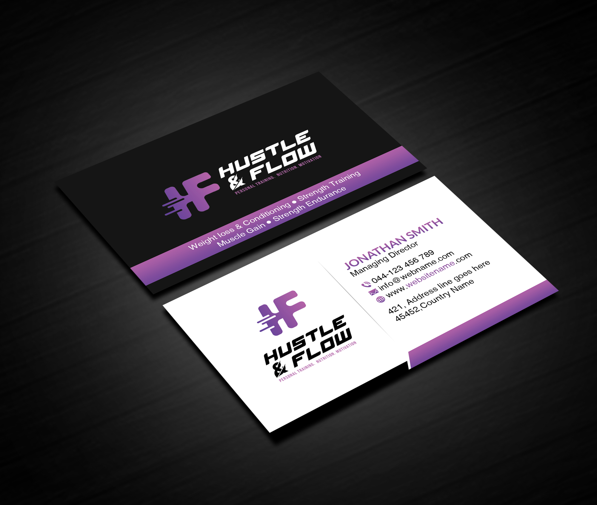 Design de Carte de Visite par Creations Box 2015 pour Hustle and Flow Personal Training | Design #27517673