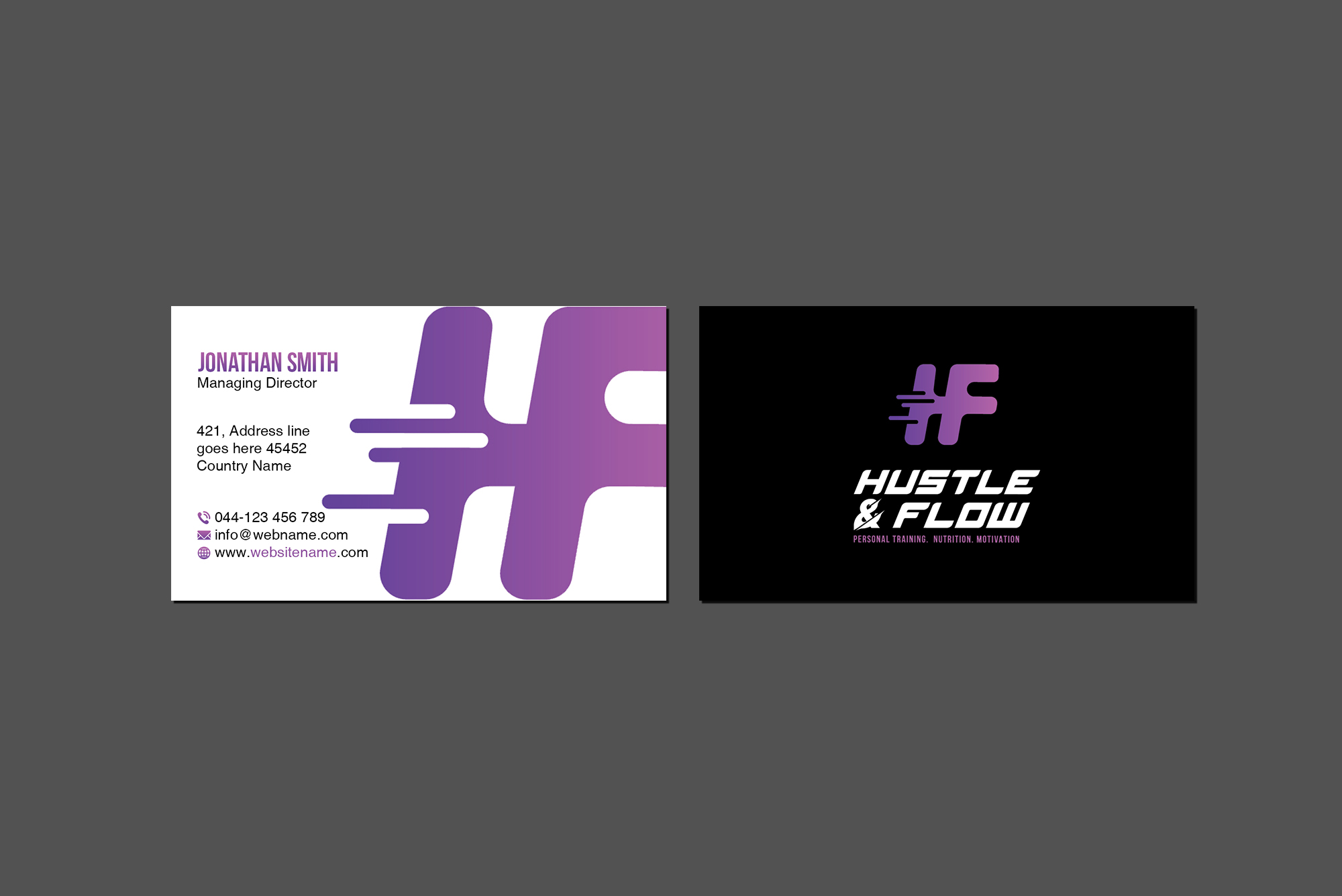 Business Card Design by Creations Box 2015 for Hustle and Flow Personal Training | Design #27517678