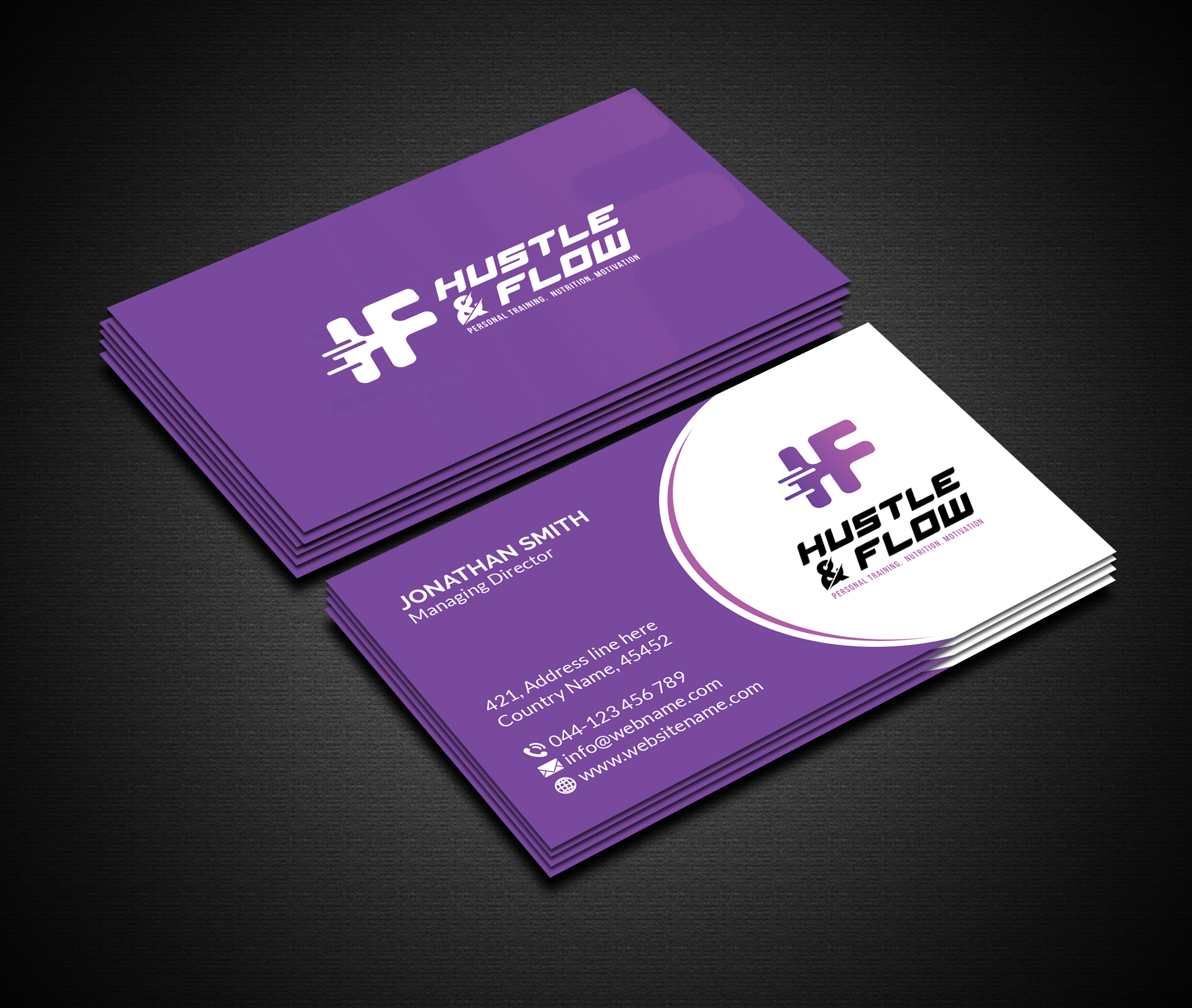 Business Card Design by Creations Box 2015 for Hustle and Flow Personal Training | Design #27517683