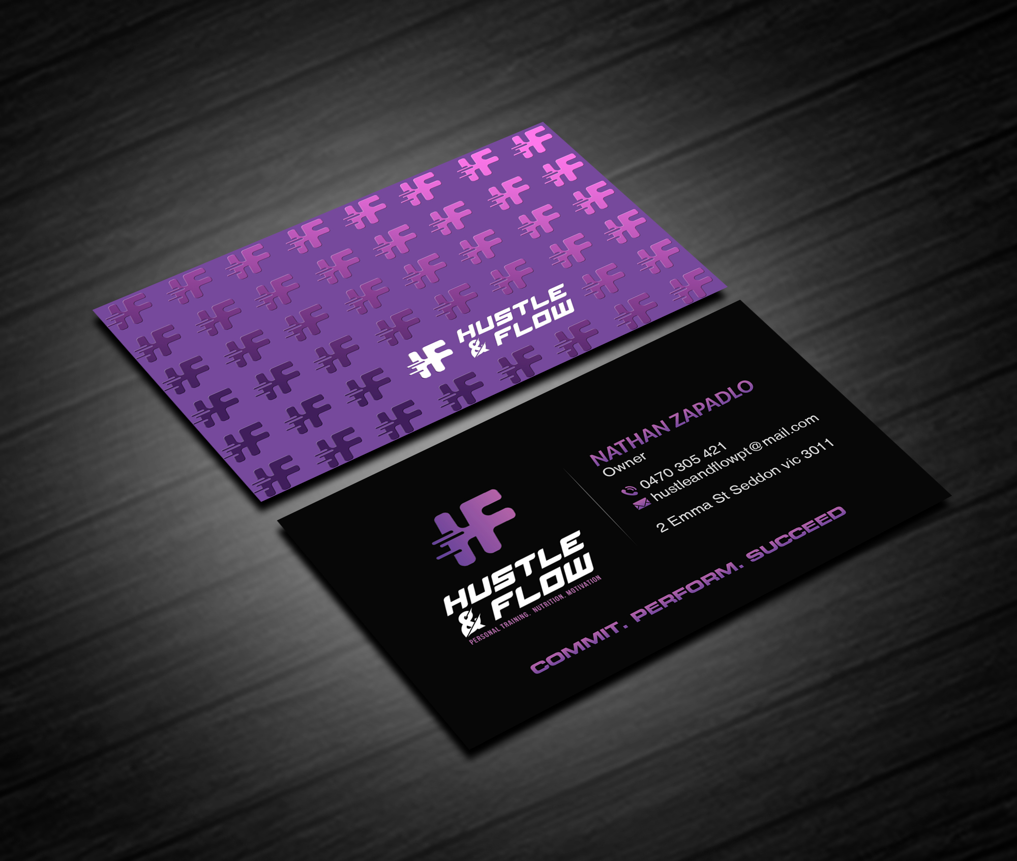 Visitenkarten-Design von Creations Box 2015 für Hustle and Flow Personal Training | Design #27545720