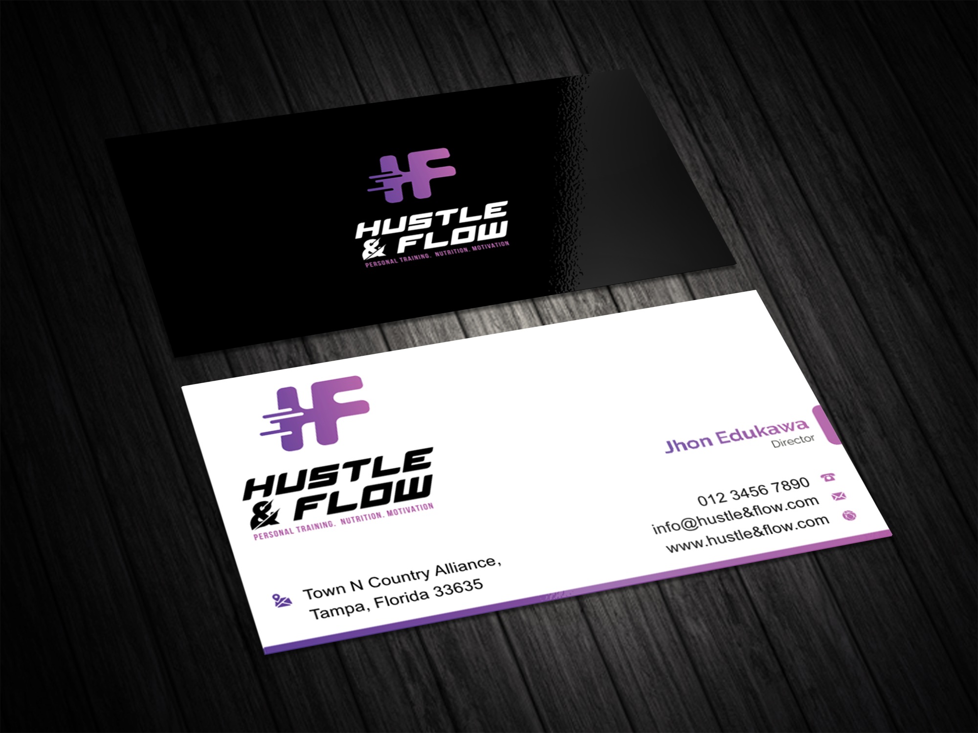 Business Card Design by vintana for Hustle and Flow Personal Training | Design #27514323