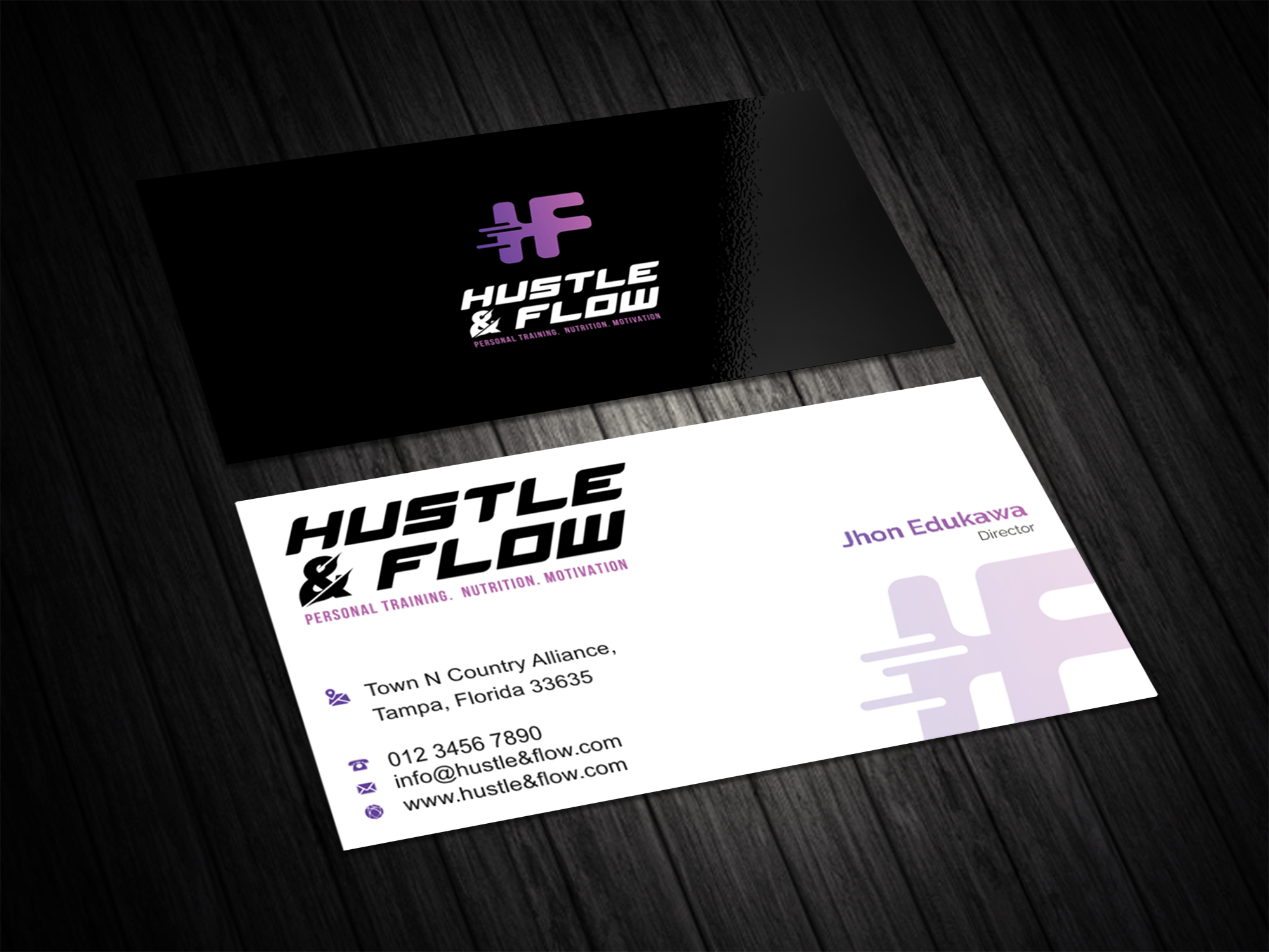 Business Card Design by vintana for Hustle and Flow Personal Training | Design #27514426