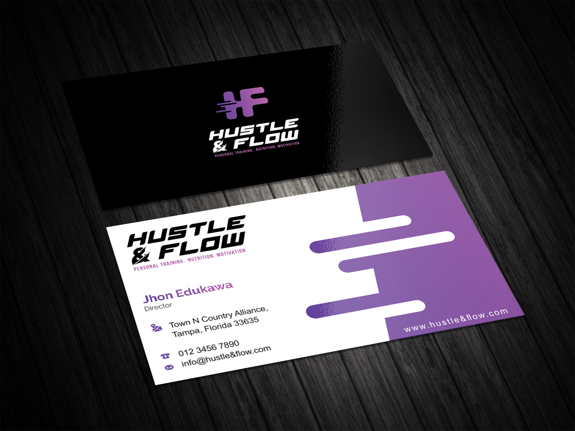 Business Card Design by vintana for Hustle and Flow Personal Training | Design #27517085
